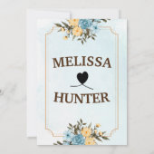 白モダンエレガントフローラ水結婚色 招待状 (裏面)