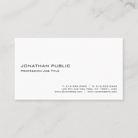 白モダンエレガントプロフェッショナルミニマル 名刺 (正面)