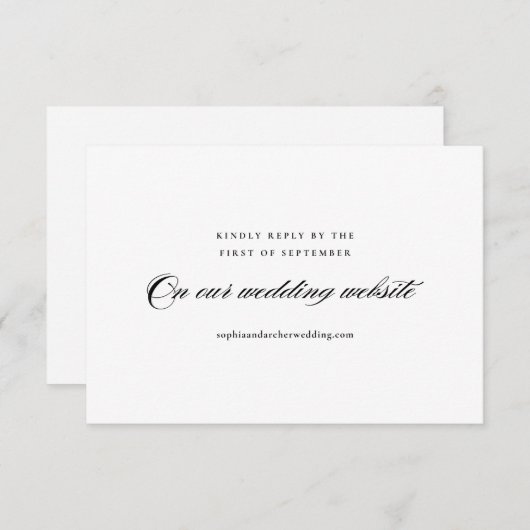 白モダンエレガントミニマル結婚リスト 出欠カード (正面/裏面)