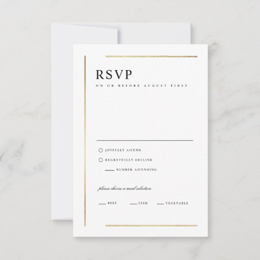 白モダンエレガントミニマル結婚リスト 出欠カード (正面)