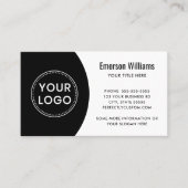 白モダンエレガントミニマル・黒のロゴ 名刺 (正面)