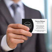 白モダンエレガントミニマル・黒のロゴ 名刺