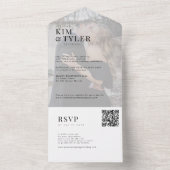 白モダンエレガント写真QR RSVP結婚の オールインワン招待状 (内側)