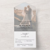 白モダンエレガント写真RSVP結婚の オールインワン招待状 (内側)