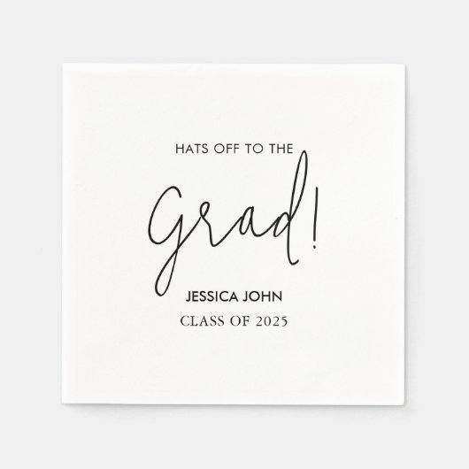 白モダンエレガント卒業祝い スタンダードカクテルナプキン (正面)