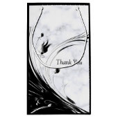 白モダンエレガント大理石の黒いシルエット スモールペーパーバッグ (裏面)