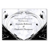 白モダンエレガント大理石の黒いシルエット テーブルナンバー (裏面)