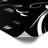 白モダンエレガント大理石の黒いシルエット ポスター (角)