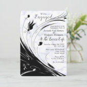 白モダンエレガント大理石の黒いシルエット 招待状 (スタンド正面)