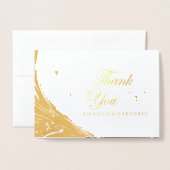 白モダンエレガント大理石の黒いシルエット 箔カード (封筒付き正面)