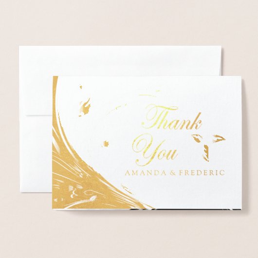 白モダンエレガント大理石の黒いシルエット 箔カード (封筒付き正面)