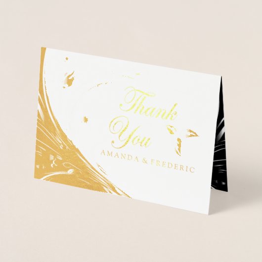 白モダンエレガント大理石の黒いシルエット 箔カード (正面)