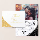 白モダンエレガント大理石の黒いシルエット 箔カード (ディスプレー)