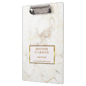 白モダンエレガント大理石プロフェッショナル クリップボード (左)