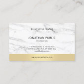 白モダンエレガント大理石金ゴールド企業の 名刺 (裏面)