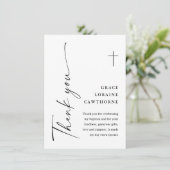 白モダンエレガント洗礼文字 サンキューカード (スタンド正面)