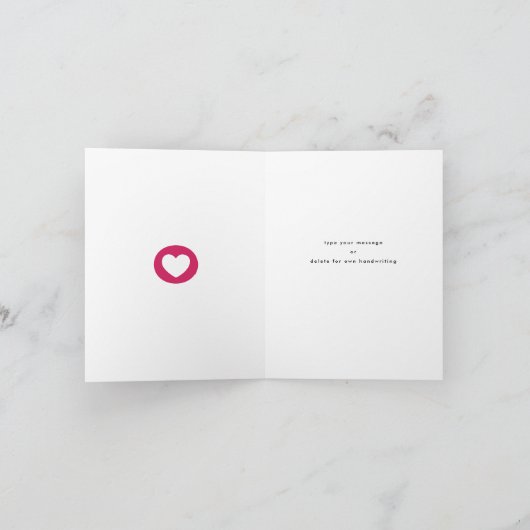 白モダンエレガント白と赤いハート母の日 カード (内部)