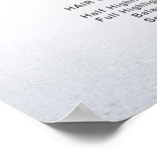 白モダンエレガント美しいサロン価格表 ポスター (角)