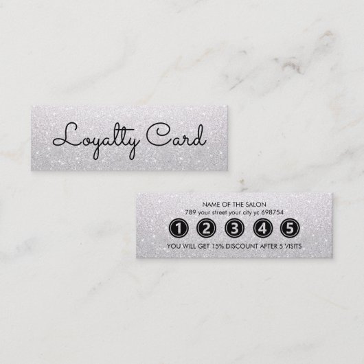 白モダンエレガント美しいサロン ロイヤリティカード (正面/裏面)