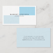 白モダンエレガント色とタイル色の青の幾何学的 名刺 (正面/裏面)