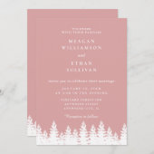 白モダンエレガント色の冬の結婚式 招待状 (正面/裏面)