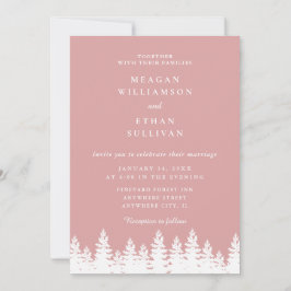 白モダンエレガント色の冬の結婚式 招待状