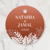 白モダンエレガント葉レッドテラコッタ フェイバータグ (裏面)