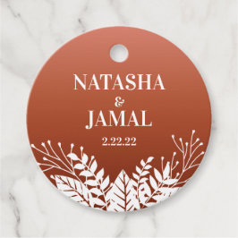 白モダンエレガント葉レッドテラコッタ フェイバータグ