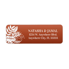 白モダンエレガント葉レッドテラコッタ ラベル