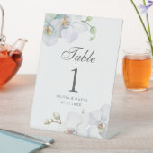 白モダンエレガント蘭の結婚テーブル番号 台座サイン (インサイチュ)