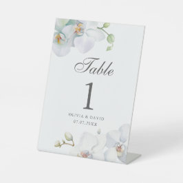 白モダンエレガント蘭の結婚テーブル番号 台座サイン