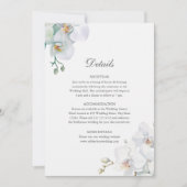 白モダンエレガント蘭の結婚詳細 招待状 (正面)