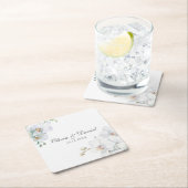 白モダンエレガント蘭結婚種 スクエアペーパーコースター (インサイチュ)