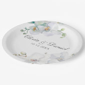 白モダンエレガント蘭結婚種 ペーパープレート (アングル)