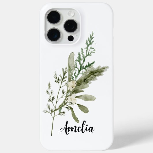 白モダンエレガント赤緑フローラ水色 Case-Mate iPhoneケース (裏面)