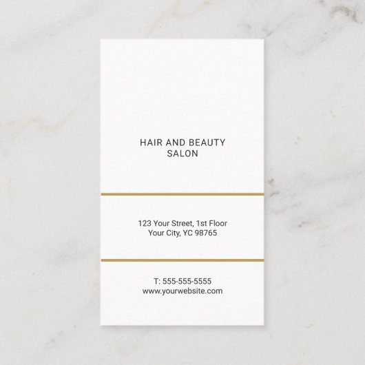 白モダンエレガント金はさみ美容師 名刺 (裏面)