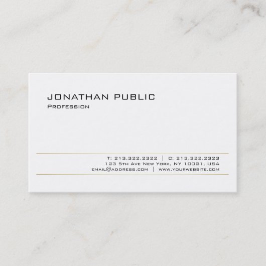 白モダンエレガント金ゴールドトレンディーお洒落デザイン 名刺 (正面)