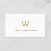 白モダンエレガント金ゴールドフェイクモノグラム弁護士 名刺 (正面)