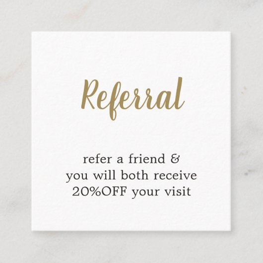 白モダンエレガント金ゴールドフェイク美しい紹介 紹介カード (正面)