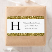 白モダンエレガント金ゴールドモノグラムイニシャルリターン ラベル (インサイチュ)