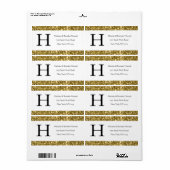 白モダンエレガント金ゴールドモノグラムイニシャルリターン ラベル (フルシート)