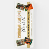 白モダンエレガント金ゴールド写真部卒業 横断幕 (縦)