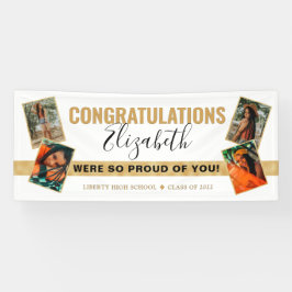 白モダンエレガント金ゴールド写真部卒業 横断幕