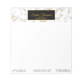 白モダンエレガント金ゴールド大理石名 – メモ帳 (正面)