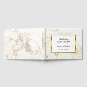 白モダンエレガント金ゴールド大理石結婚 ゲストブック (全面)