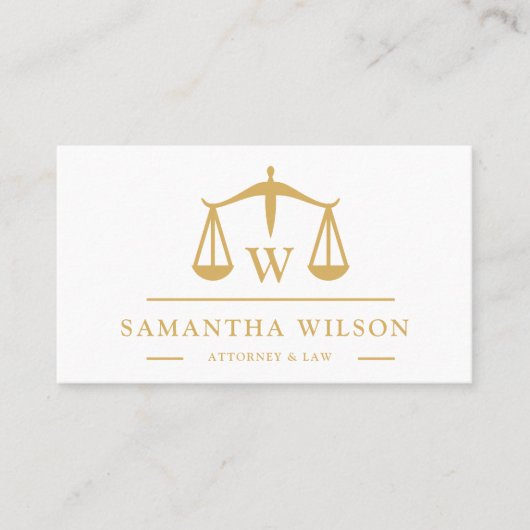 白モダンエレガント金ゴールド弁護士弁護士 名刺 (正面)