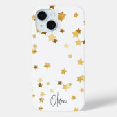 白モダンエレガント金ゴールド星スクリプト(名前あり) Case-Mate iPhoneケース (裏面)