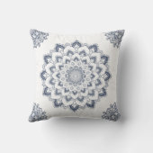 白モダンエレガント青ボホマンダラ クッション (裏面)