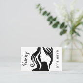 白モダンエレガント黒と美容師 名刺 (スタンド正面)