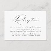 白モダンエレガント黒のウェディングレセプション エンクロージャーカード (正面)